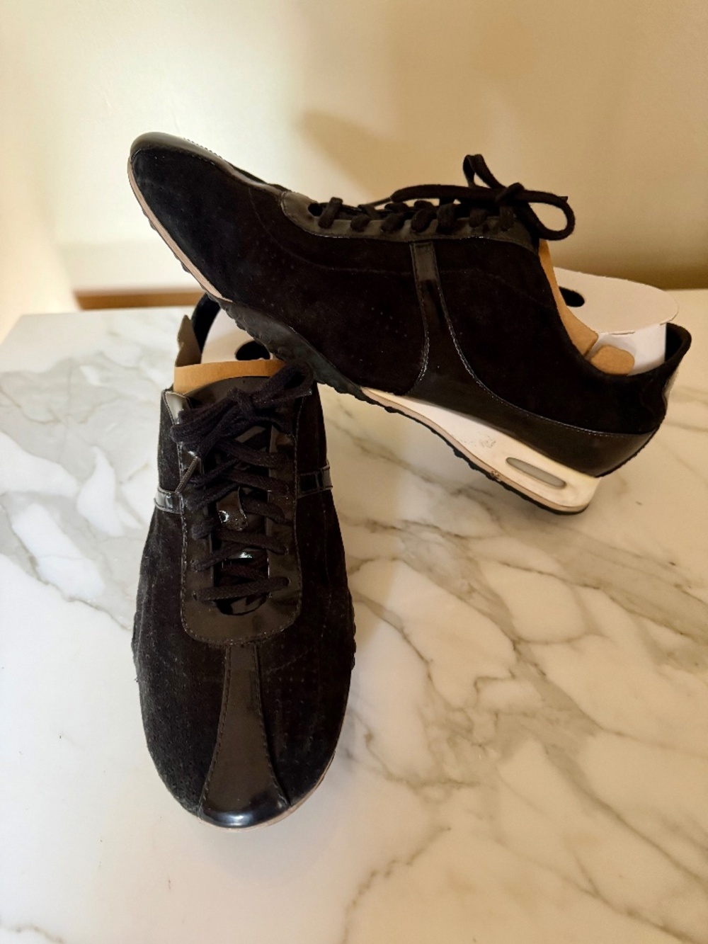 Cole Haan NK Air Sole D16136 Black Suede Glossy Trim Oxford Walking Shoes  8.5B